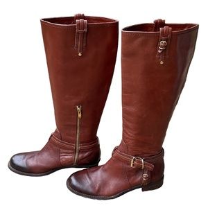 Vince Camuto Kabo Brown Leather Upper Riding Boots With Buckle Size: 10B